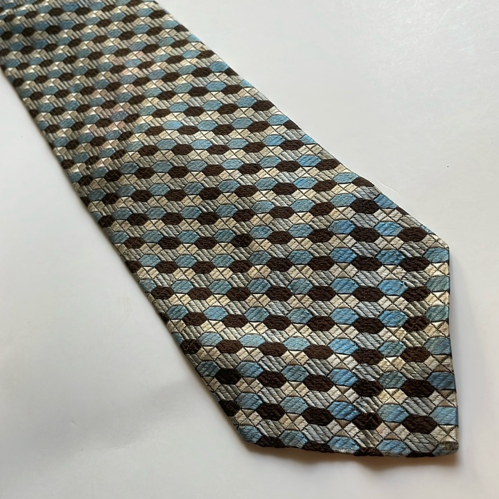 The Custom Shop 100% silk 54” X 3.75” black silver and blue metallic look